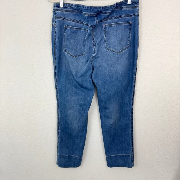 Chico's Womens Pull On Ankle Jeans Size L Demin Stretch Comfy Blue - Picture 3 of 6